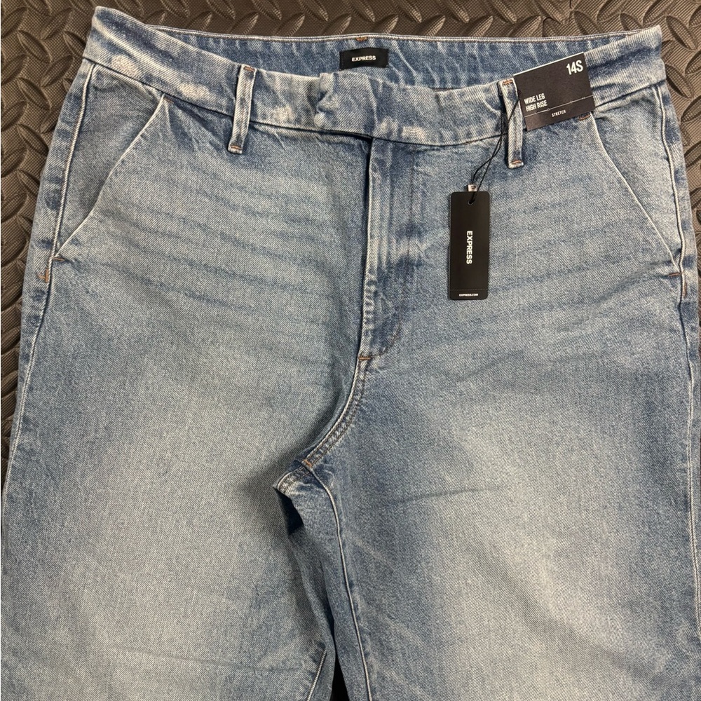 NWT Express Wide Leg High Rise Jeans Size 14S Stretch Denim - Picture 3 of 12